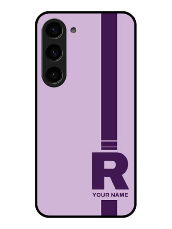 Custom Galaxy S23 5G Photo Printing on Glass Case - Simple dual tone stripe with name Design
