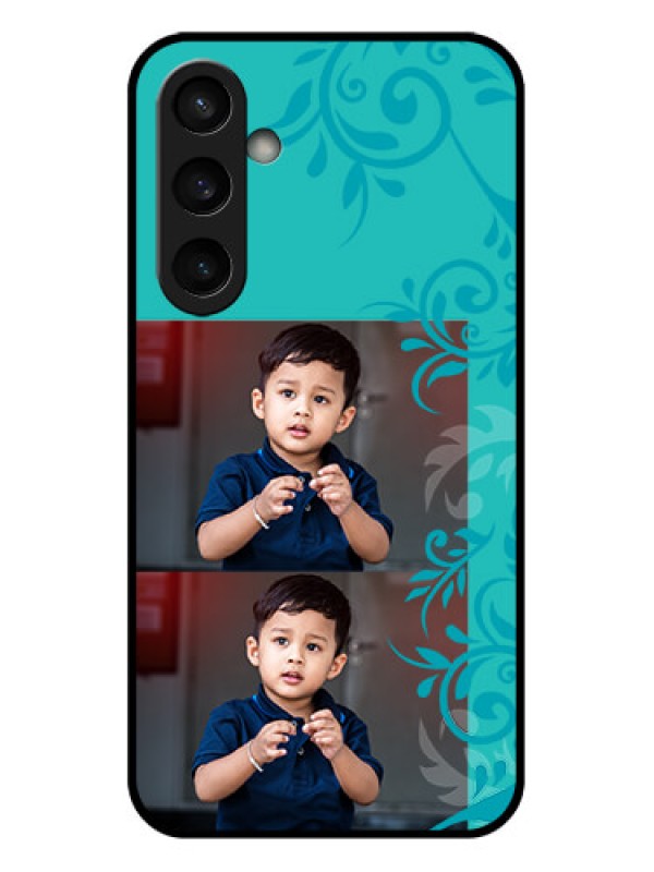 Custom Samsung Galaxy S23 FE 5G Custom Glass Phone Case - With Photo And Green Floral Design