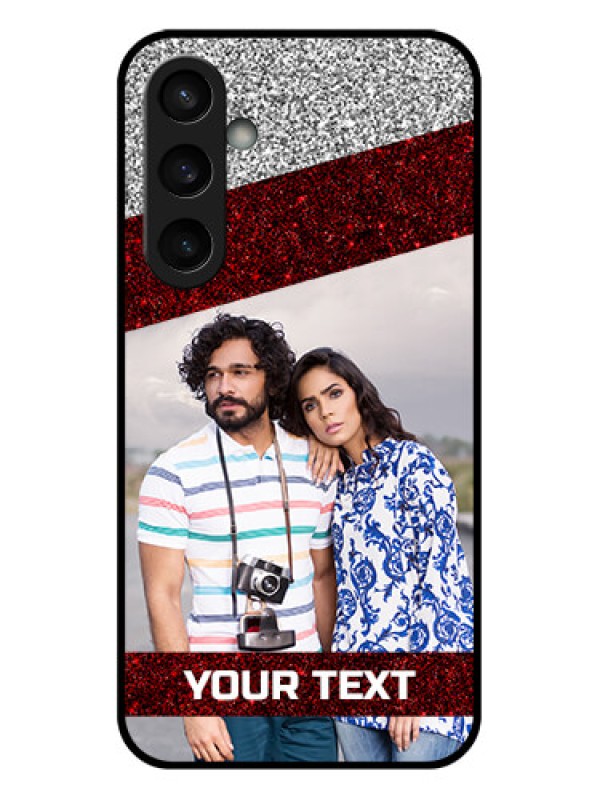 Custom Samsung Galaxy S23 FE 5G Custom Glass Phone Case - Image Holder With Glitter Strip Design