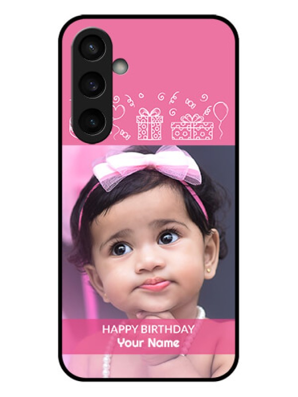 Custom Samsung Galaxy S23 FE 5G Custom Glass Phone Case - With Birthday Line Art Design