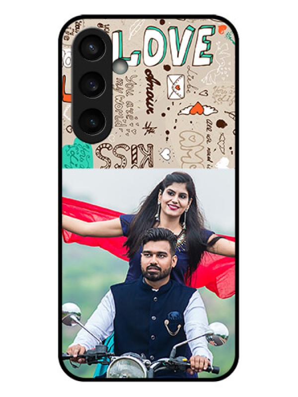 Custom Samsung Galaxy S23 FE 5G Custom Glass Phone Case - Love Doodle Pattern