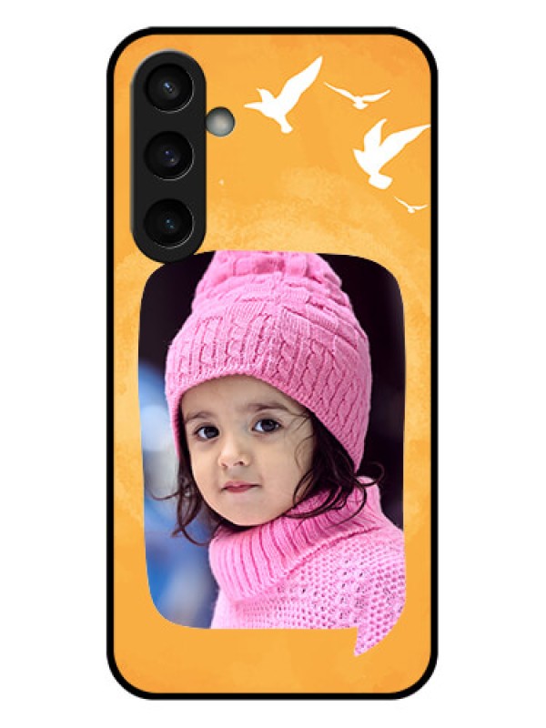 Custom Samsung Galaxy S23 FE 5G Custom Glass Phone Case - Water Color Design With Bird Icons