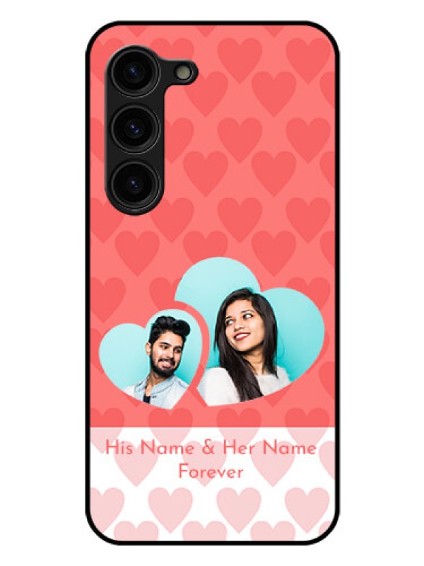 Custom Galaxy S23 Plus 5G Personalized Glass Phone Case - Couple Pic Upload Design