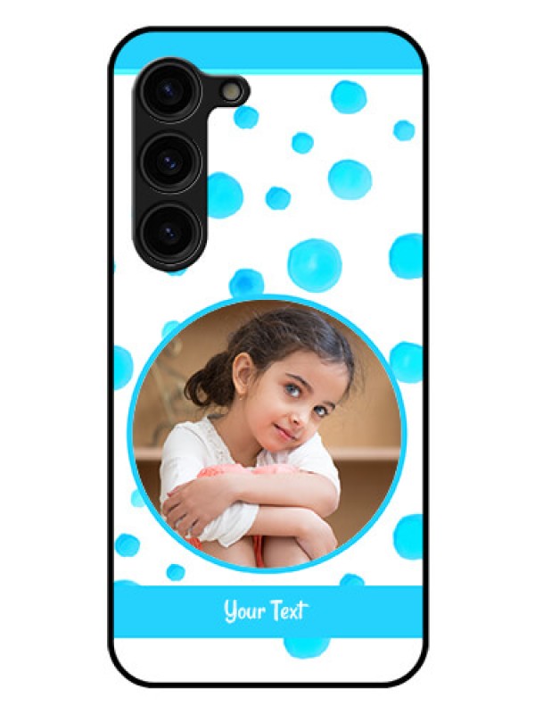 Custom Galaxy S23 Plus 5G Photo Printing on Glass Case - Blue Bubbles Pattern Design