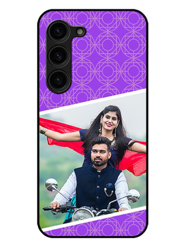 Custom Galaxy S23 Plus 5G Custom Glass Phone Case - Violet Pattern Design