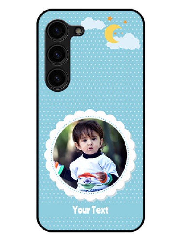 Custom Galaxy S23 Plus 5G Personalised Glass Phone Case - Violet Pattern Design