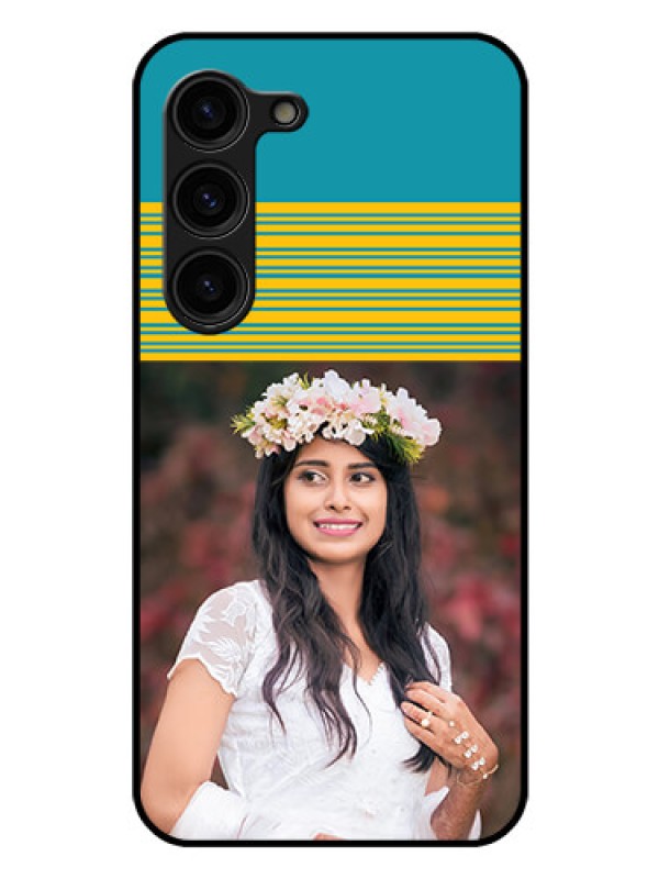 Custom Galaxy S23 Plus 5G Custom Glass Phone Case - Yellow & Blue Design