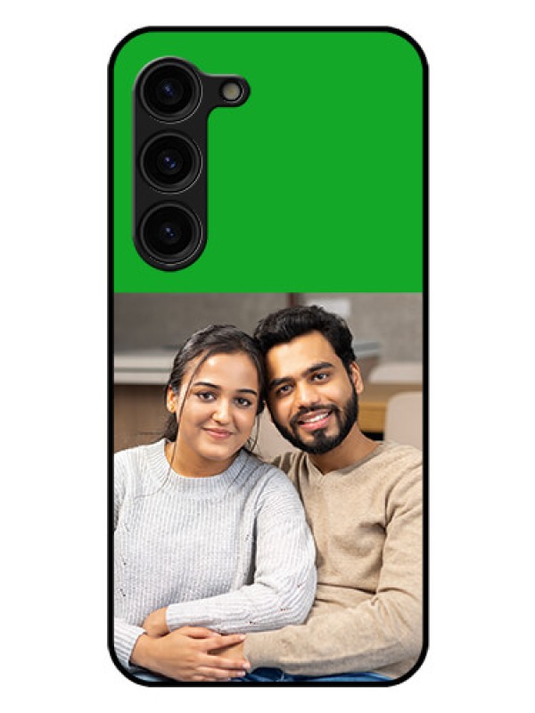 Custom Galaxy S23 Plus 5G Personalized Glass Phone Case - Green Pattern Design