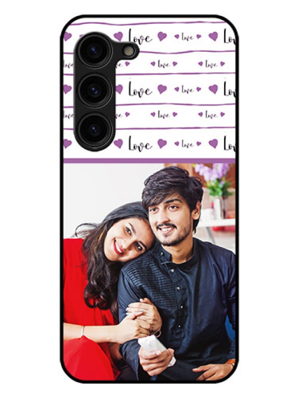 Custom Galaxy S23 Plus 5G Custom Glass Mobile Case - Couples Heart Design