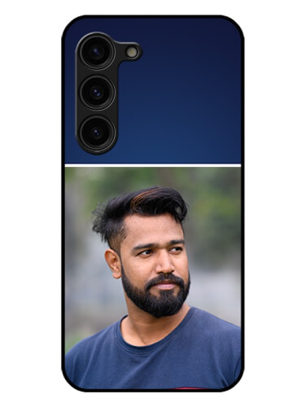 Custom Galaxy S23 Plus 5G Personalized Glass Phone Case - Simple Royal Blue Design