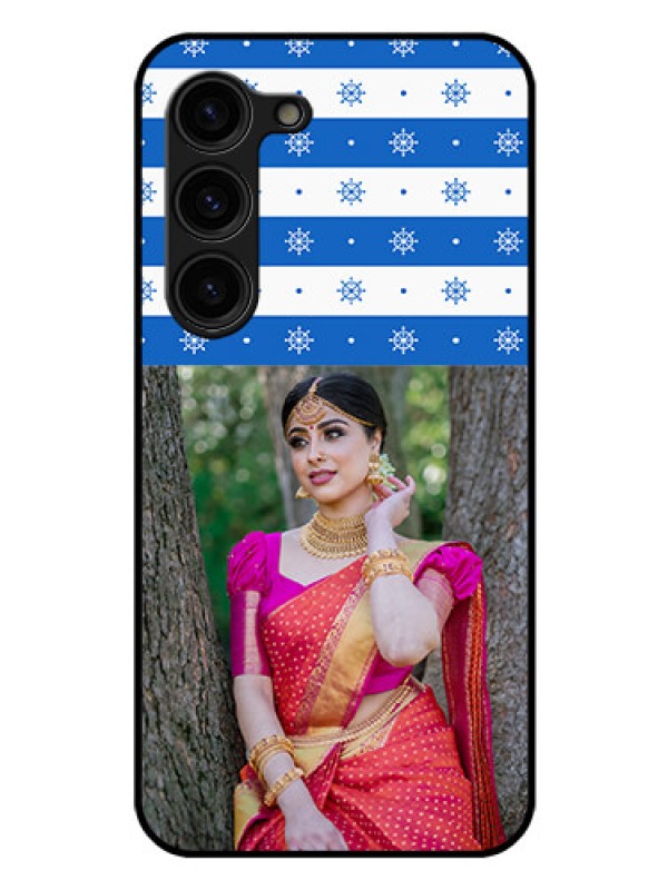 Custom Galaxy S23 Plus 5G Photo Printing on Glass Case - Snow Pattern Design