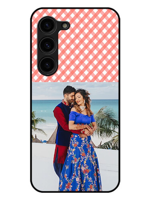 Custom Galaxy S23 Plus 5G Personalized Glass Phone Case - Pink Pattern Design