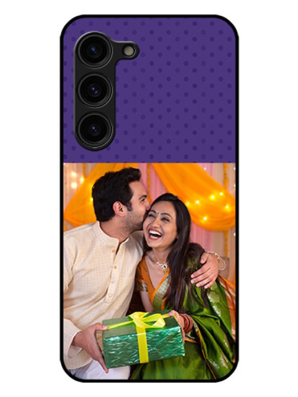 Custom Galaxy S23 Plus 5G Personalized Glass Phone Case - Violet Pattern Design