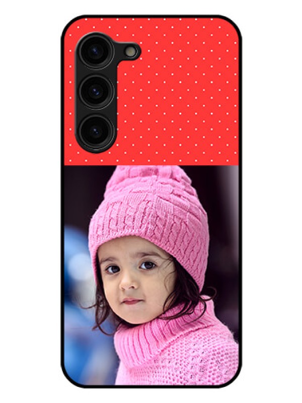 Custom Galaxy S23 Plus 5G Photo Printing on Glass Case - Red Pattern Design