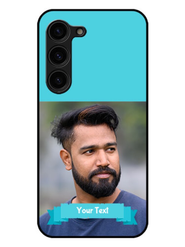 Custom Galaxy S23 Plus 5G Personalized Glass Phone Case - Simple Blue Color Design