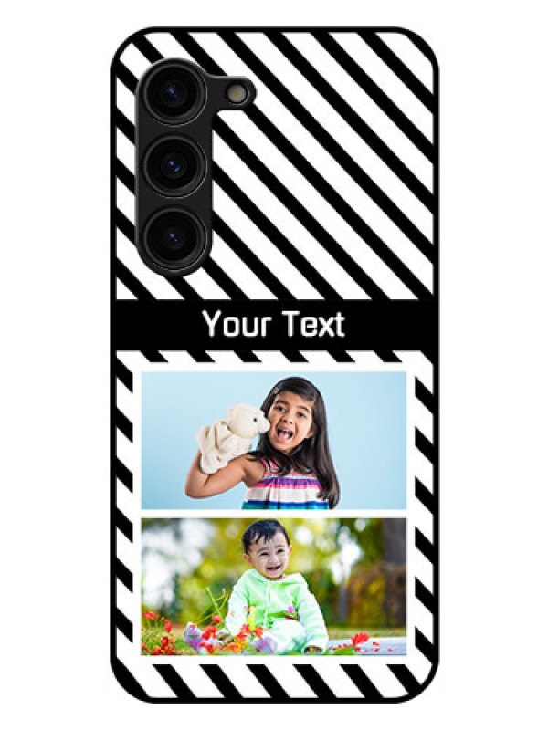 Custom Galaxy S23 Plus 5G Photo Printing on Glass Case - Black And White Stripes Design