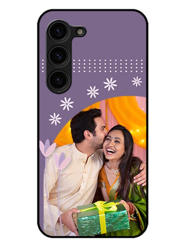 Custom Galaxy S23 Plus 5G Custom Glass Mobile Case - Lavender flowers design