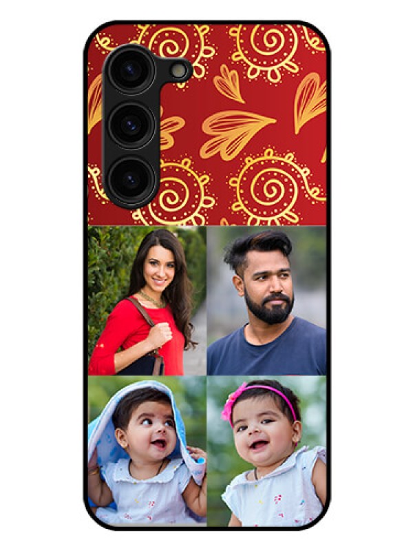 Custom Galaxy S23 Plus 5G Photo Printing on Glass Case - 4 Image Traditional Design