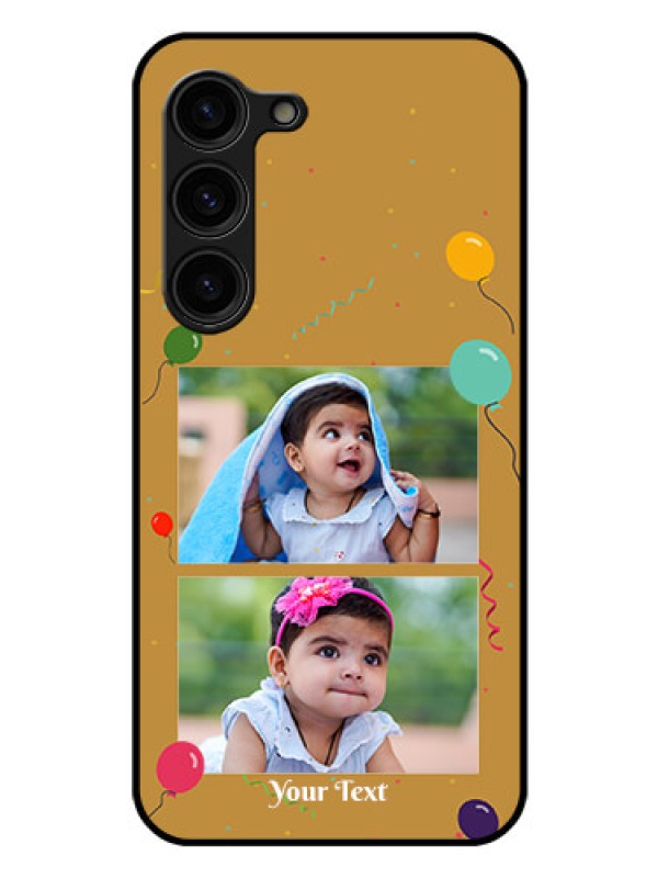 Custom Galaxy S23 Plus 5G Personalized Glass Phone Case - Image Holder with Birthday Celebrations Design