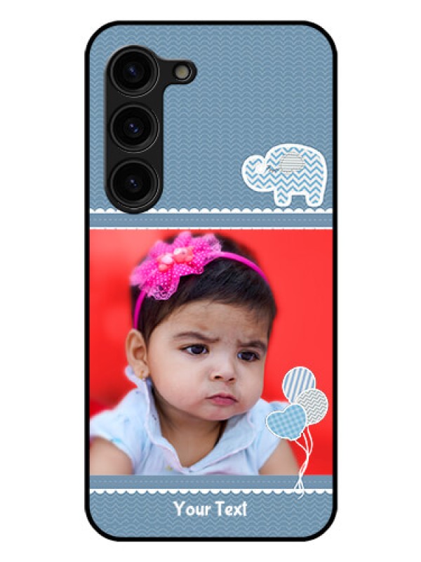 Custom Galaxy S23 Plus 5G Photo Printing on Glass Case - with Kids Pattern Design