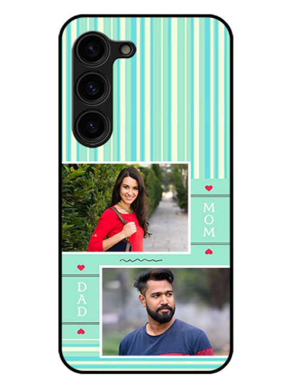 Custom Galaxy S23 Plus 5G Custom Glass Phone Case - Mom & Dad Pic Design