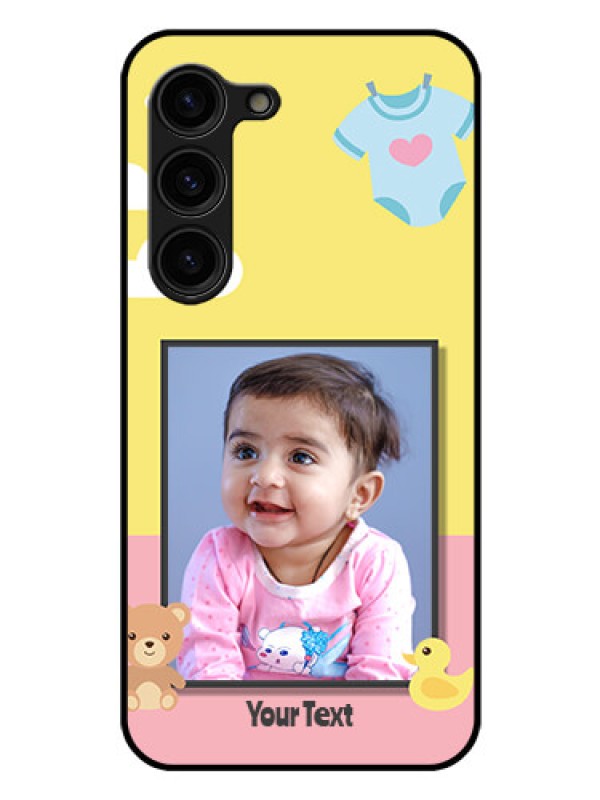 Custom Galaxy S23 Plus 5G Photo Printing on Glass Case - Kids 2 Color Design