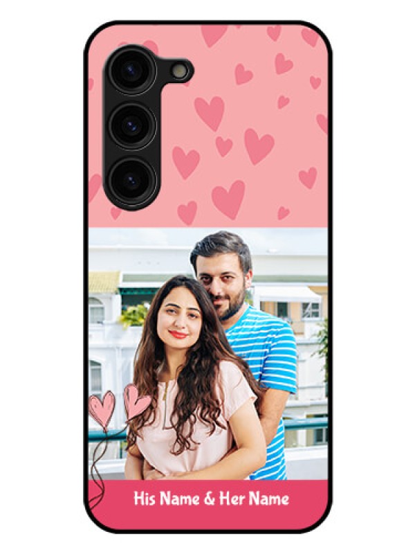 Custom Galaxy S23 Plus 5G Personalized Glass Phone Case - Love Design Peach Color