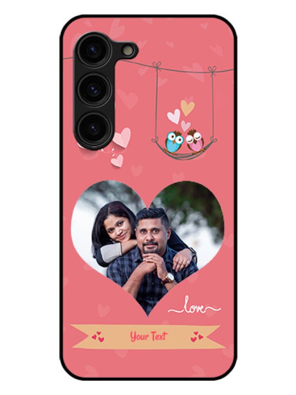 Custom Galaxy S23 Plus 5G Personalized Glass Phone Case - Peach Color Love Design