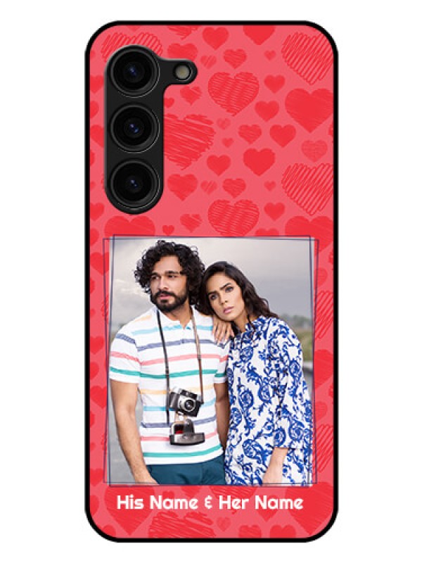 Custom Galaxy S23 Plus 5G Photo Printing on Glass Case - with Red Heart Symbols Design
