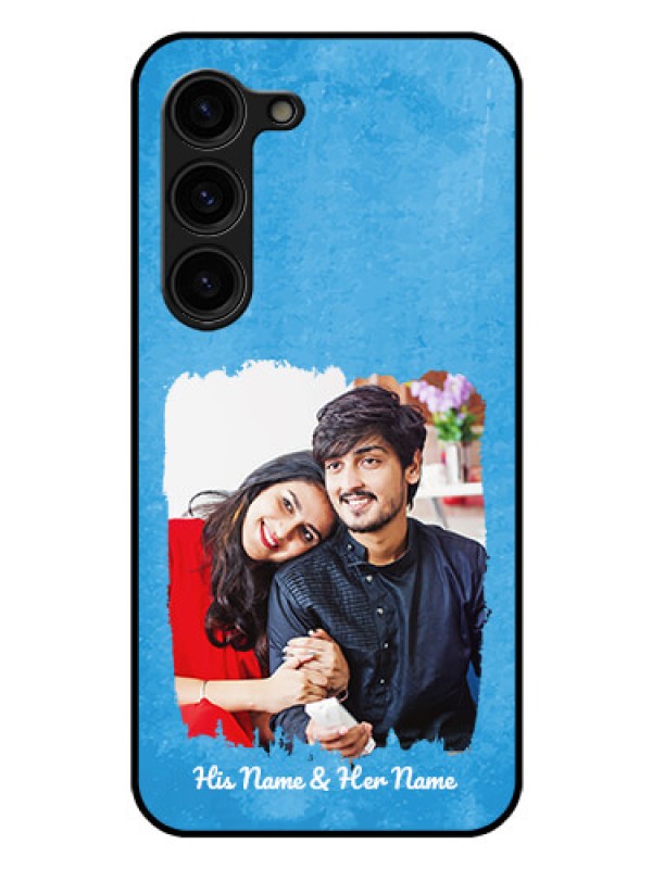 Custom Galaxy S23 Plus 5G Custom Glass Phone Case - Blue Color Vintage Design