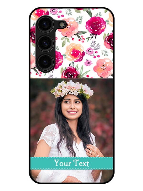 Custom Galaxy S23 Plus 5G Custom Glass Phone Case - Watercolor Floral Design