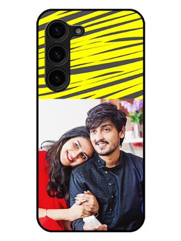 Custom Galaxy S23 Plus 5G Photo Printing on Glass Case - Yellow Abstract Design