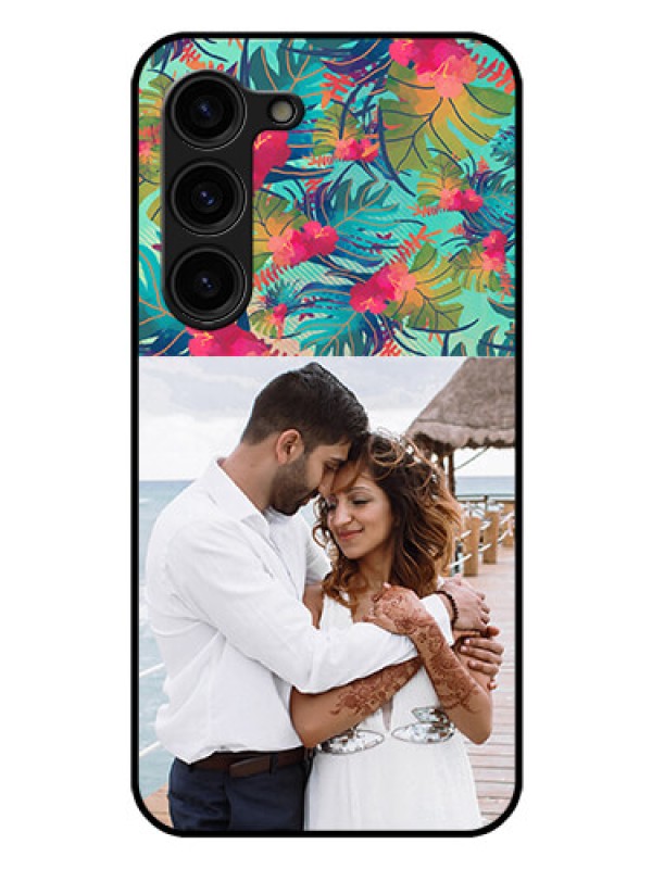 Custom Galaxy S23 Plus 5G Photo Printing on Glass Case - Watercolor Floral Design