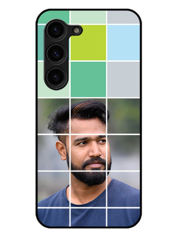 Custom Galaxy S23 Plus 5G Photo Printing on Glass Case - with white box pattern