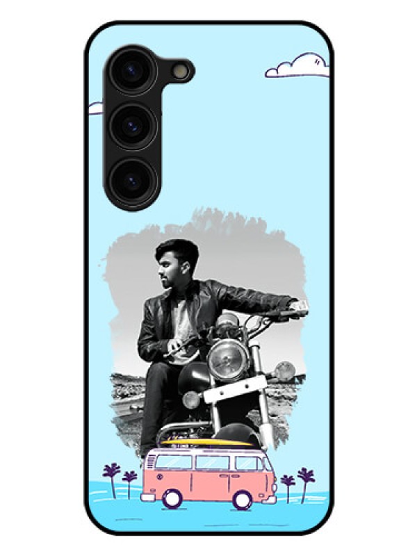 Custom Galaxy S23 Plus 5G Photo Printing on Glass Case - Travel & Adventure Design