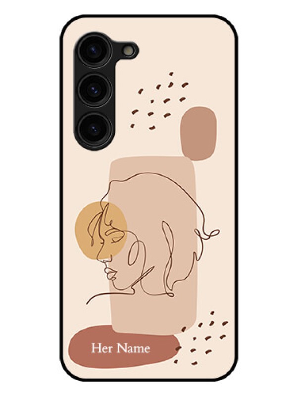 Custom Galaxy S23 Plus 5G Photo Printing on Glass Case - Calm Woman line art Design