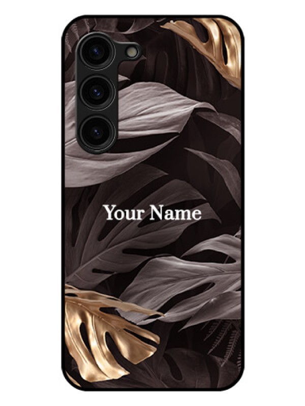 Custom Galaxy S23 Plus 5G Personalised Glass Phone Case - Wild Leaves digital paint Design