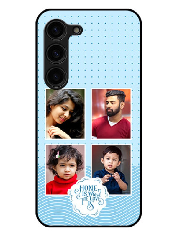 Custom Galaxy S23 Plus 5G Custom Glass Phone Case - Cute love quote with 4 pic upload Design
