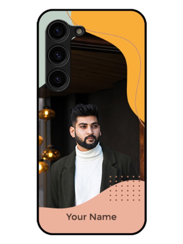 Custom Galaxy S23 Plus 5G Personalized Glass Phone Case - Tri-coloured overlay design
