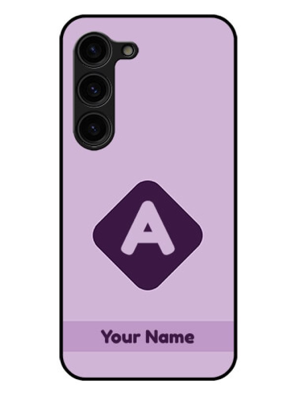 Custom Galaxy S23 Plus 5G Custom Glass Mobile Case - Custom Letter in curved badge Design