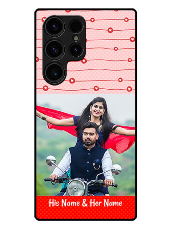 Custom Galaxy S23 Ultra 5G Personalized Glass Phone Case - Red Pattern Case Design
