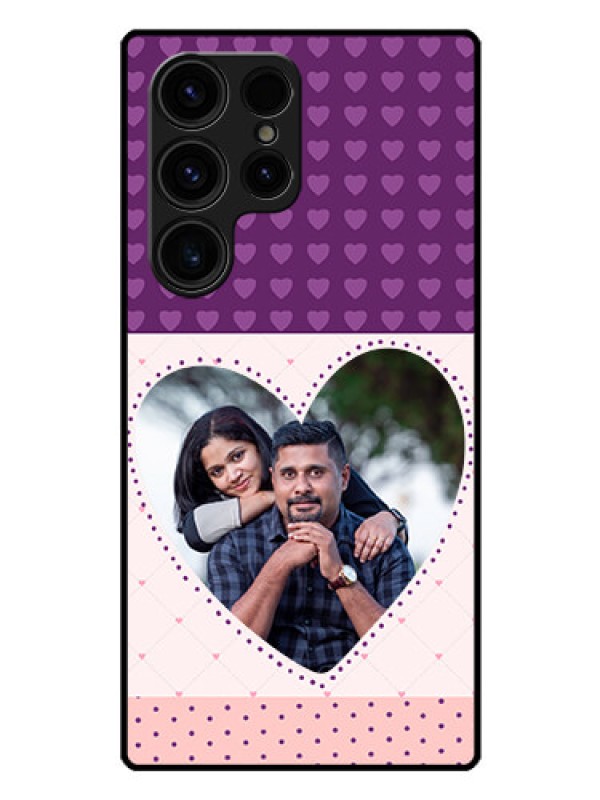 Custom Galaxy S23 Ultra 5G Custom Glass Phone Case - Violet Love Dots Design