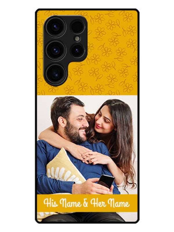 Custom Galaxy S23 Ultra 5G Custom Glass Mobile Case - Yellow Floral Design