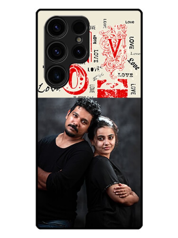Custom Galaxy S23 Ultra 5G Photo Printing on Glass Case - Trendy Love Design Case