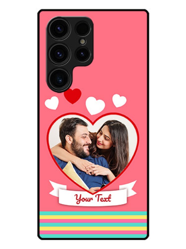 Custom Galaxy S23 Ultra 5G Photo Printing on Glass Case - Love Doodle Design