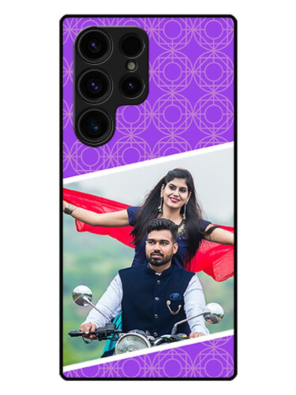 Custom Galaxy S23 Ultra 5G Custom Glass Phone Case - Violet Pattern Design