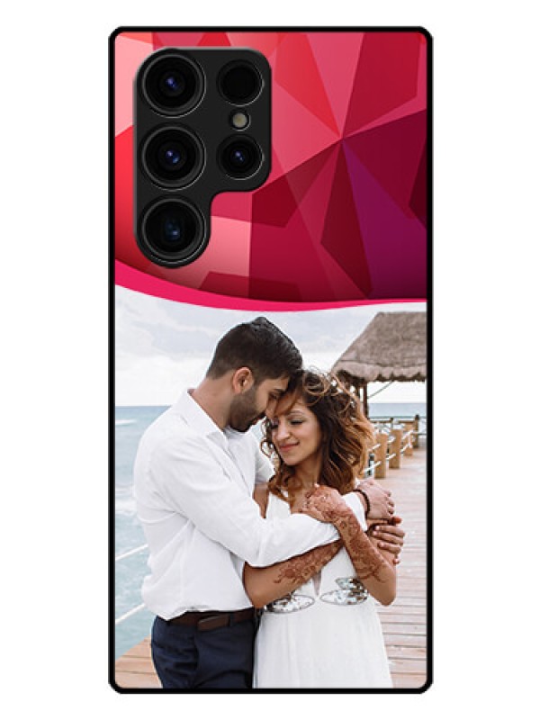 Custom Galaxy S23 Ultra 5G Custom Glass Mobile Case - Red Abstract Design