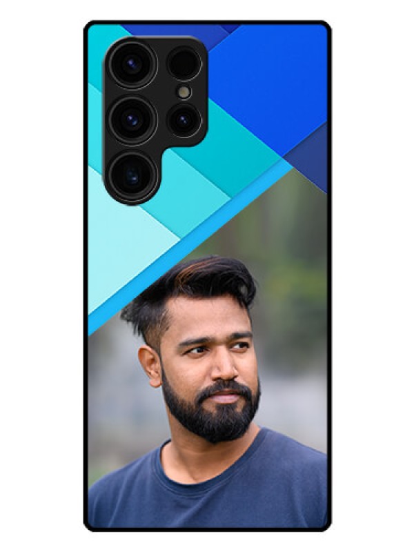 Custom Galaxy S23 Ultra 5G Custom Glass Phone Case - Blue Pattern Design