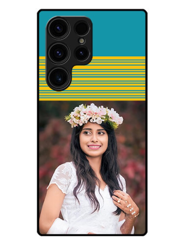 Custom Galaxy S23 Ultra 5G Custom Glass Phone Case - Yellow & Blue Design