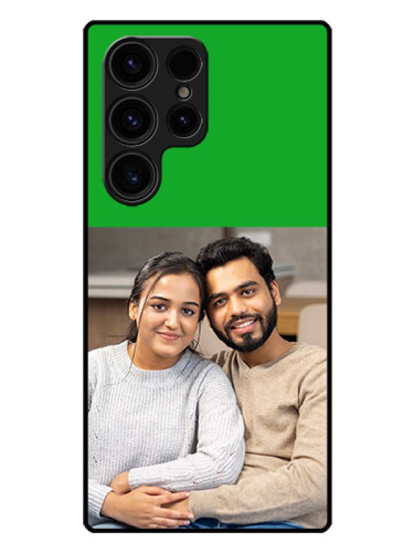 Custom Galaxy S23 Ultra 5G Personalized Glass Phone Case - Green Pattern Design